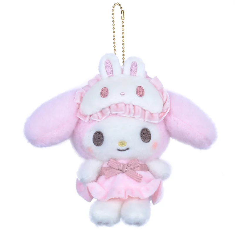 14 cm/5,51 Zoll Plüsch-Schlüsselanhänger Cartoon-Anhänger Cinnamoroll Kuromi Melody Kawaii Augenmaske Pyjamas Niedliches Spielzeug Peripheriegeräte Weihnachtsgeschenk