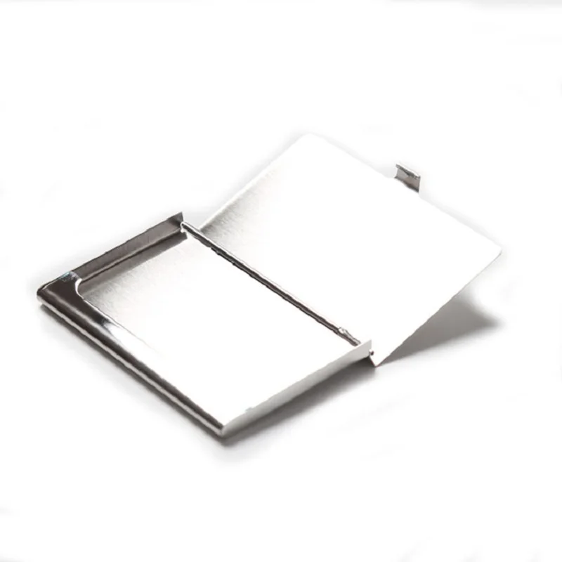 Tarjetero de negocios de acero inoxidable para hombre, estuche para tarjetas de identificación, presente