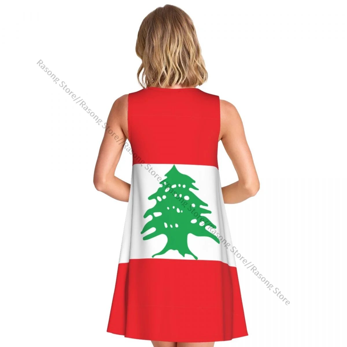 Women's Dress Summer Casual T Shirt Dresses Beach Cover up Lebanon Flag Tank Dress