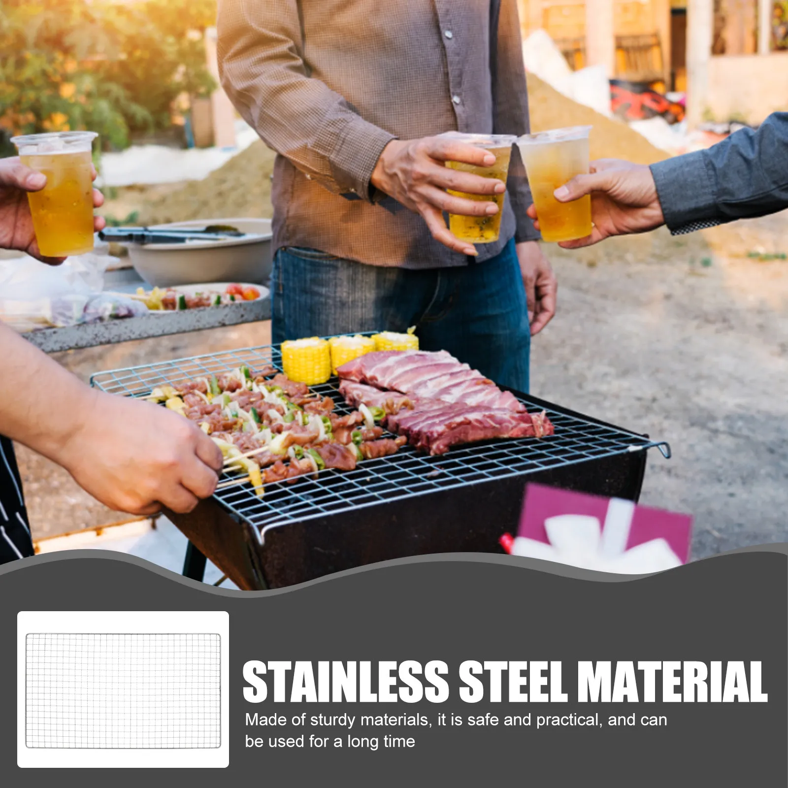 

2 шт. сетки для барбекю из нержавеющей стали премиум-класса, сетки для гриля на открытом воздухе для мяса, овощей, рыбы, принадлежности для кемпинга и приготовления пищи