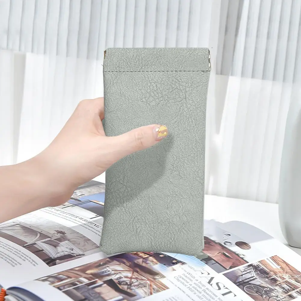 Protective Glasses Sleeve 2 Pcs Sunglasses Pouch Set Soft Faux Leather Glasses Case with Auto-closing Microfiber for Eyewear
