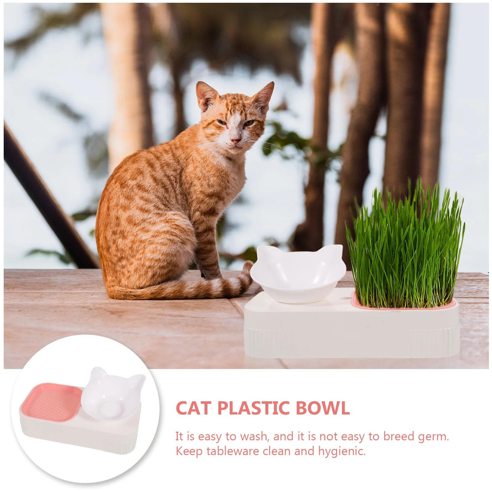 

Cat Grass Feeder Bowl Plastic Cat Food Serving Container Easy Washable Pet Accessory Pet Feeder Kitten Food Dish