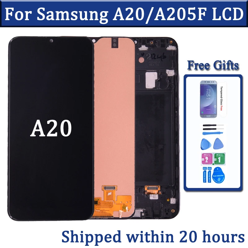 Для Samsung A20 ЖК-дисплей с дигитайзером сенсорного экрана в сборе для Samsung A205 SM-A205F A205FN ЖК-дисплей