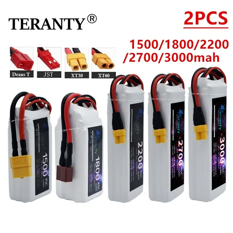 

2PCS 11.1V Battery 3S 45C 1500mah 1800mah 2200mah 2700mah 3000mah Lipo Battery for RC Helicopter Car FPV Drone Airplane Boat