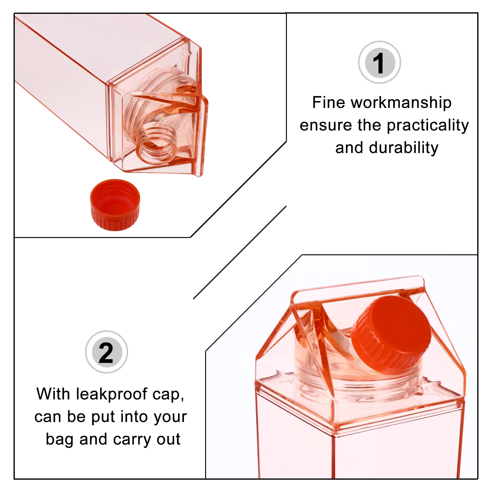 

Milk Bottle Beverage Reusable Water Bottles Clear Drinking Daily Travel Sports Carton
