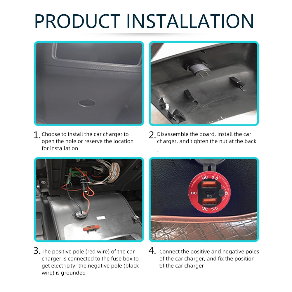 12V/24V USB Typ-C Mehrere Autoladebuchse PD3.0 & QC3.0 Ports Wasserdicht mit Touch-Schalter Schnelllade-Auto-Moto-Adapter – Detail 8