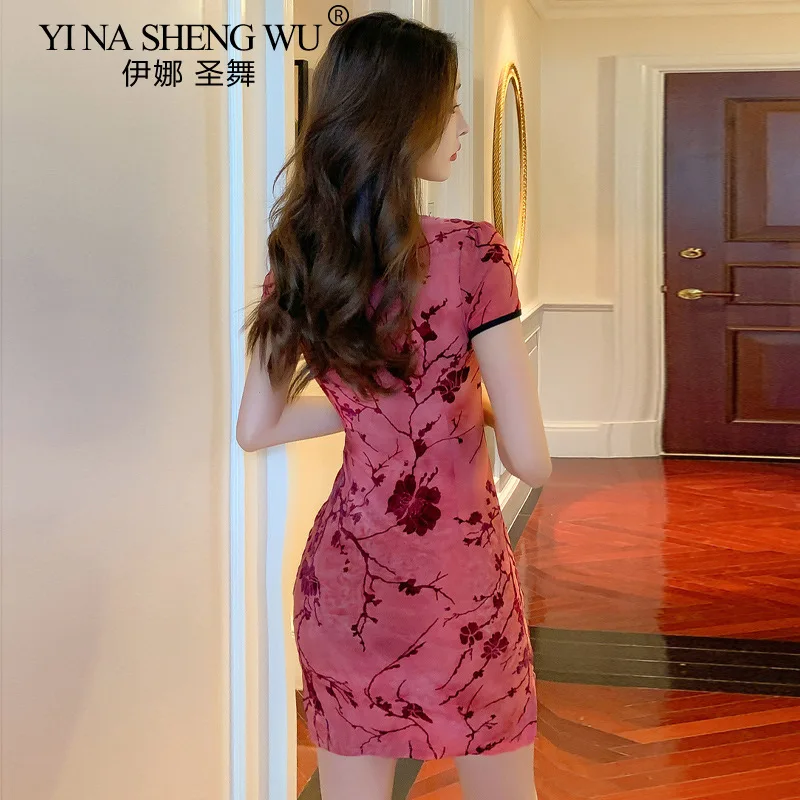 Sexy Club Mini Dress Arrival Vintage Chinese Style Women's Qipao Spring Sexy Party Sheath Dresses Mujer Vestidos Cheongsam New