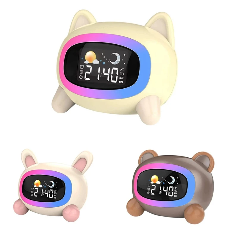 

Kids Alarm Clock,Cute Cat Alarm Clock With Night Lights,Children's Sleep Trainer,Light Clock For Boys Girls Gifts