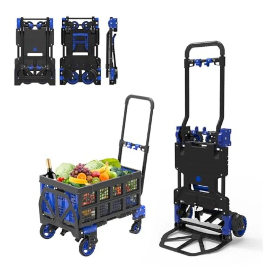 

Складная тележка 2-в-1 с корзиной, усиленная, грузоподъемность 150 кг, с телескопической ручкой, портативная, на колесах