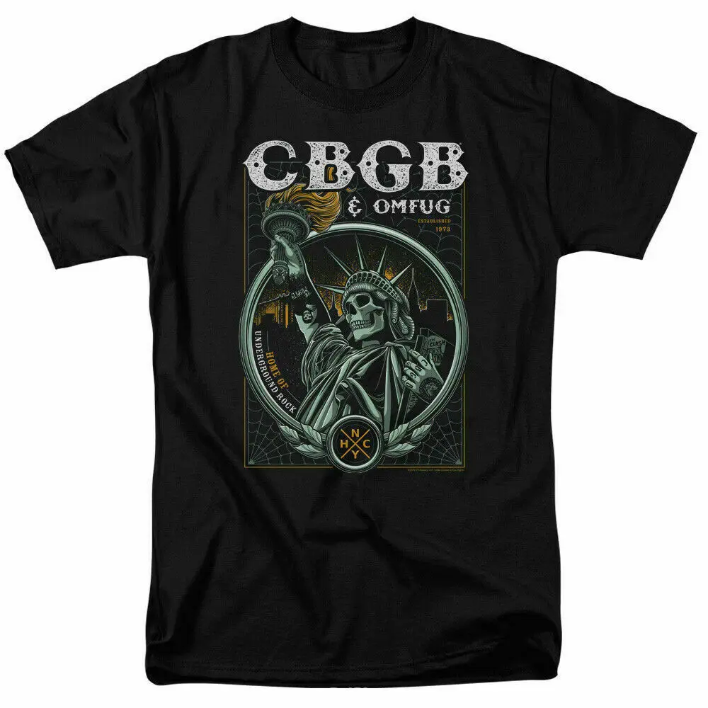 CBGB OMFUG Liberty Skull T Shirt Licensed Home Of Underground Rock Tee Black