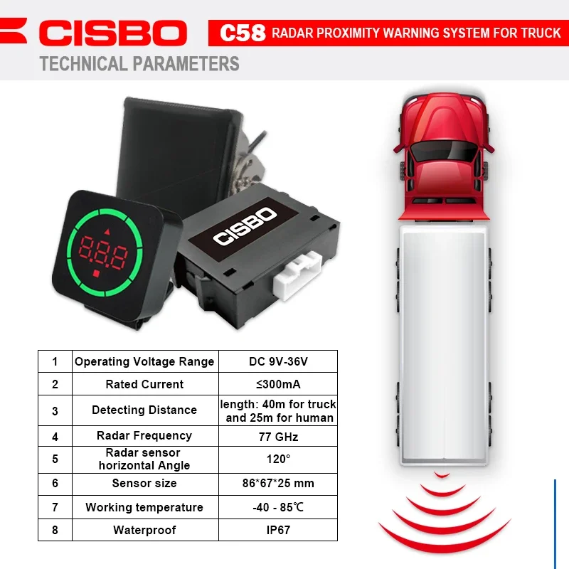 77ghz 40m Truck Radar Proximity Warning Alert System Collision Avoidance System Bsd