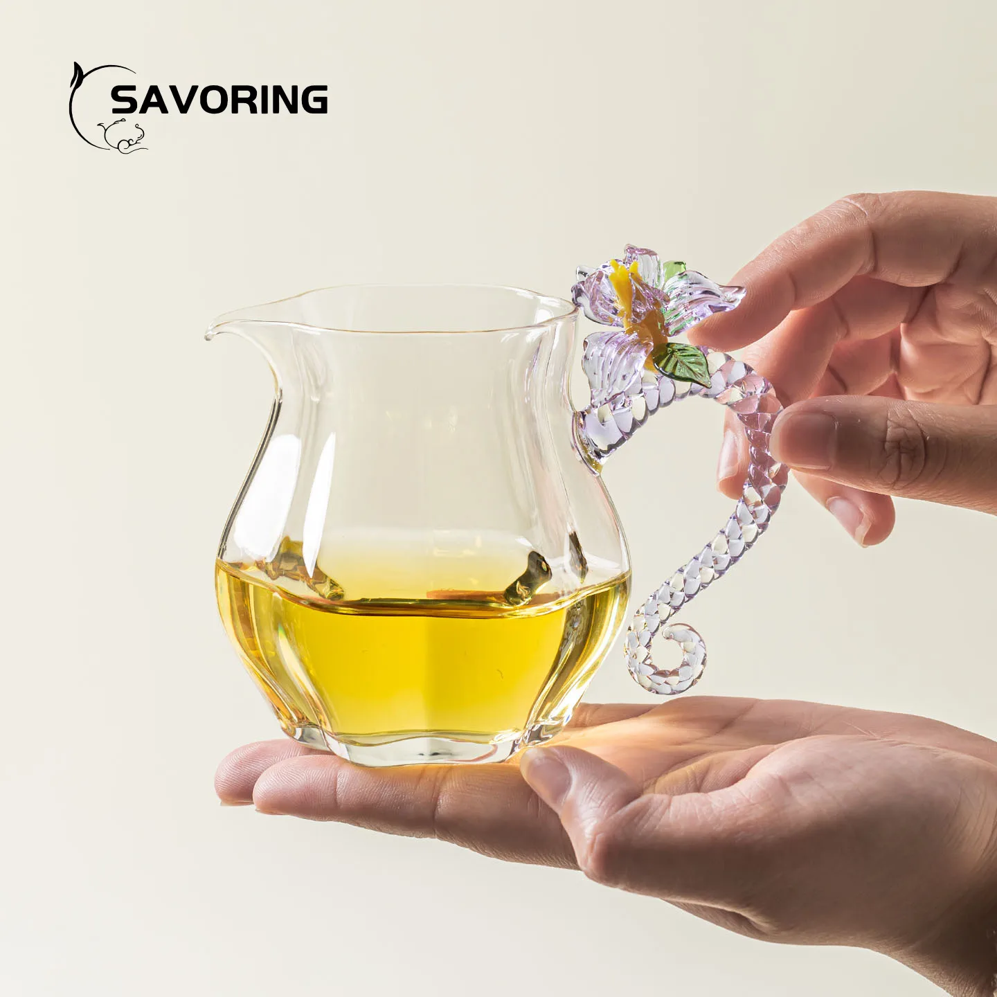 

Handmade Tea Pitcher Heat-Resistant Glass Cha Hai Justice Cup With Threaded Handle Set Cup Teacup Puer Tea Hai Drinking Maker