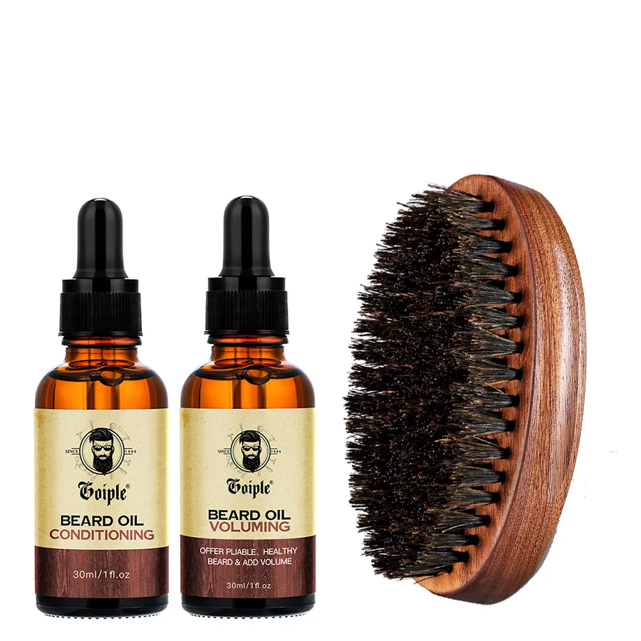 3pcs Men Natural Beard Care Oil Moisturizing Smoothing Facial Hair Care Tools Gentlemen Whiskers Oil Conditioner and Volumizing