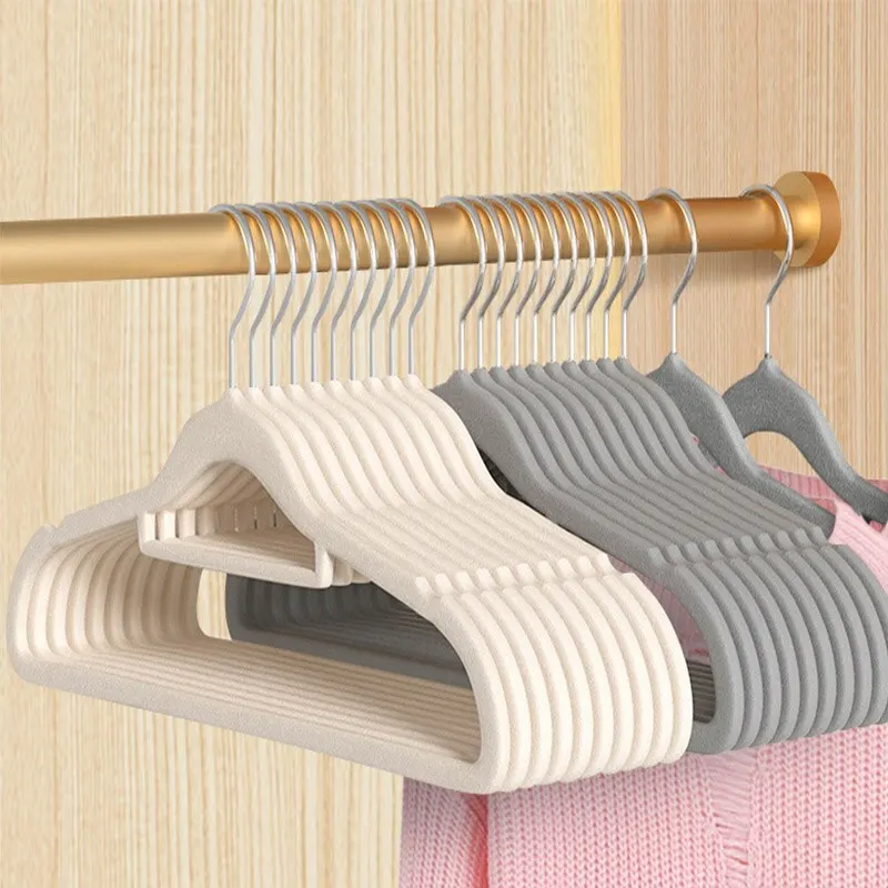 5pcs Thickened Non-trace Flocking Rack Household Dry and Wet Non-slip Rack Multi-functional Adult Plastic Clothes Hanging