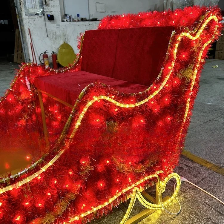 3D Light Emitting Diode Theme Light Christmas Sleigh Reindeer Gift Red Snowmobile Flower Outdoor Waterproof Holiday Ornament
