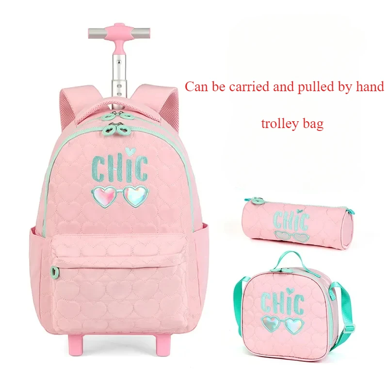 School Bag with Wheels for Girls School Trolley Bags with Wheels School Rolling Backpack for Girl Wheeled Backpack Bag for Kids