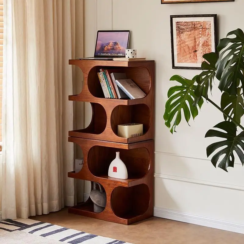 71 inch Tall Bookcase, Wooden 4-Tier Modern Asymmetrical Bookshelf, Heavy Duty Freestanding Display Shelf, Library Book Shelf