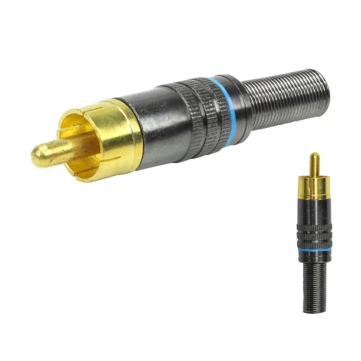 10x Professional Graphite Male Rca Plug-24K Gold Tip-Blue