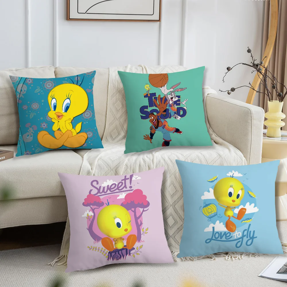 Cartoon T-Tweety Bird P-Piolin Pillow Case Square Cushion Room Bedroom Headboard Sofa Living Backrest Cushion Nap Time