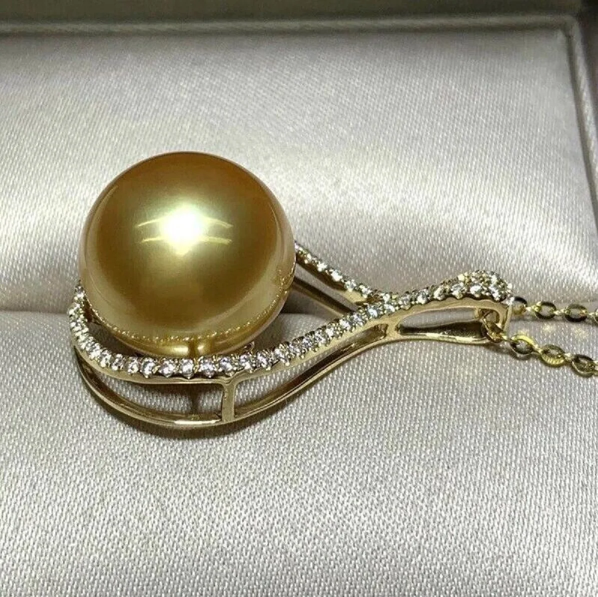 HUGE New AAAA 9-10mm 10-11mm 11-12mm 12-13mm  south sea gold Pearl Haoshi 18K gold-plated Seiko pendant NECKLACE 18