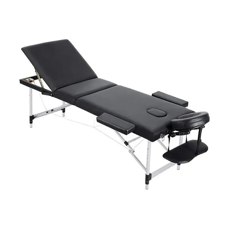 Portable three-fold aluminum alloy foldable high-quality PVC/PU leather massage bed