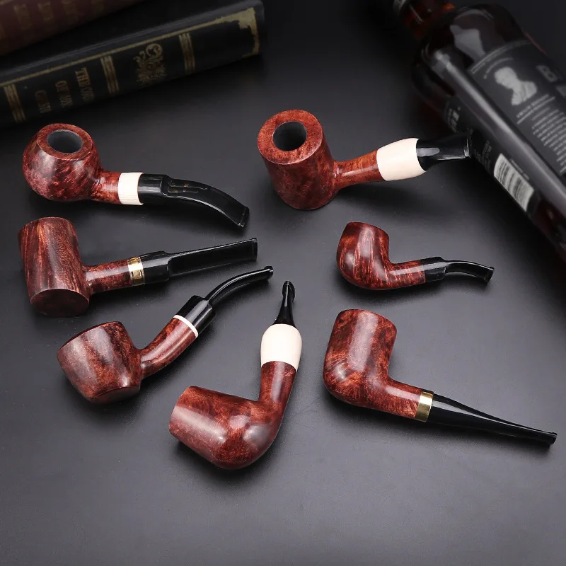 Portable Handmade Soild Wood Smoker Smoking Tobacco Pipe Vintage Wooden Smoke Pipe for Men Gift