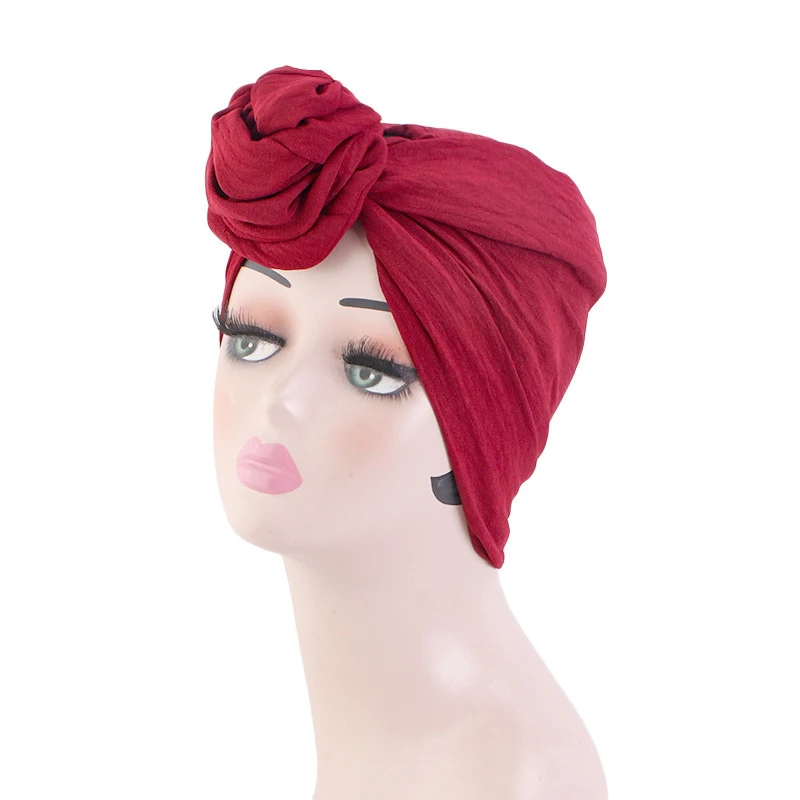 

Woman Muslim Headscarf Cap Headband Top Knot African Head Wraps Elegant Retro Turban for Ladies Beanies Caps Muslim Headpiece