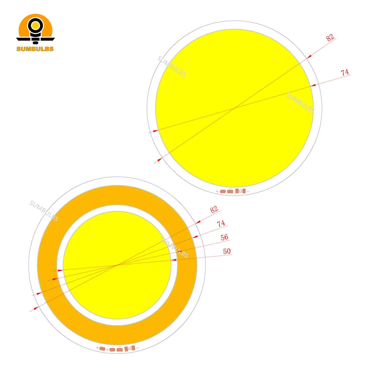 원형 LED COB 램프 칩 다이오드, 12V 투톤 또는 단색, DIY 실내 실외 자동차 전구, 82mm, 신제품