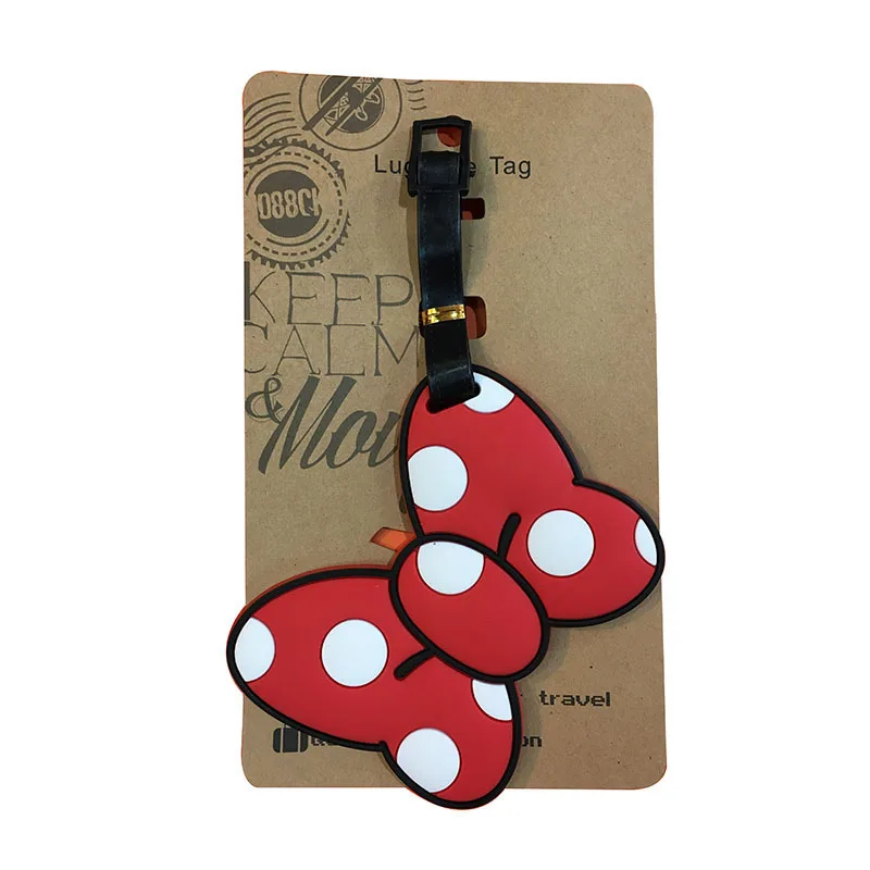 Accesorios de viaje clásicos de Mickey Mouse, etiqueta de equipaje de Gel de sílice, soporte de identificación para maleta, etiqueta de embarque de