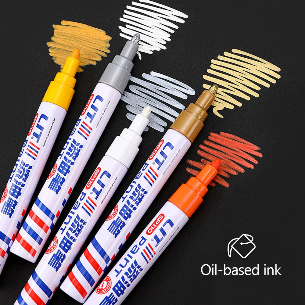 Waterproof Car Paint Pen Wheel Tire Oily Painting Marker Touch Up Fill Paint Pen Scratch Remover Vehicle Tyre Paint Mark Pen