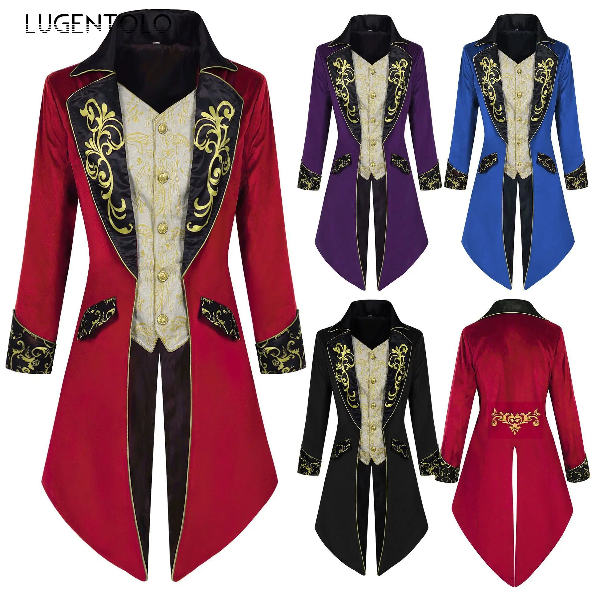 Men Steampunk Coat Tuxedo Medieval Costume Gothic Victorian Frocker Uniform Party Retro Casual New Halloween Tailcoat Jackets