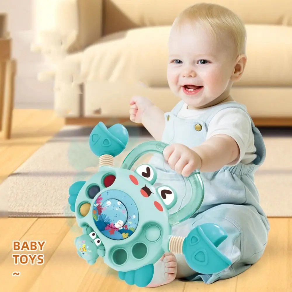 

Silicone Sensory Development Baby Toys Crab Boilable Develop Teething Sensory Toys Pull String Gnawable Finger Grasp Training