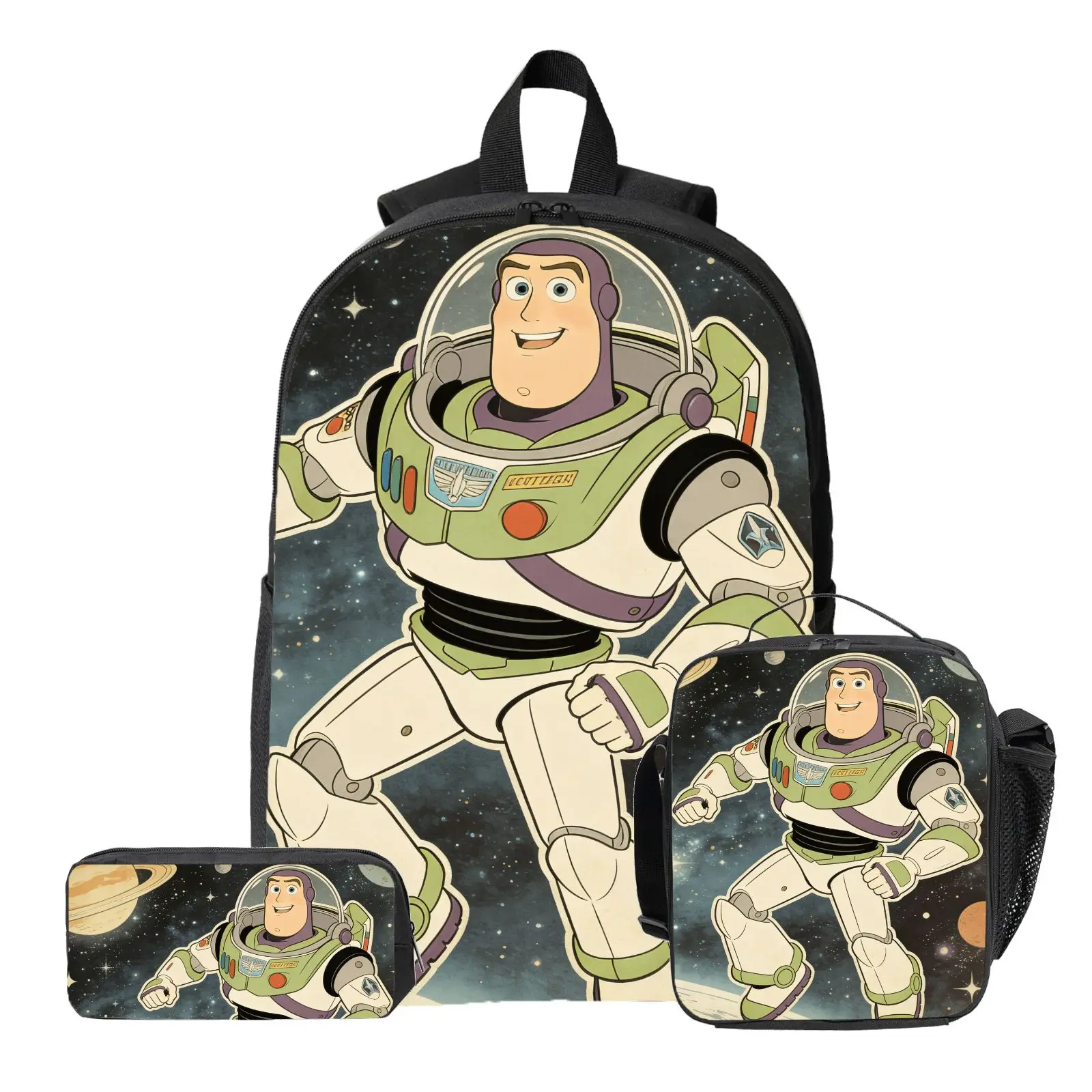 

3pc Toy Story Buzz Lightyear theme Backpack, Pencil Case, Lunch Bag, High-Quality Cute Casual Shoulder Bag for Everyday Use