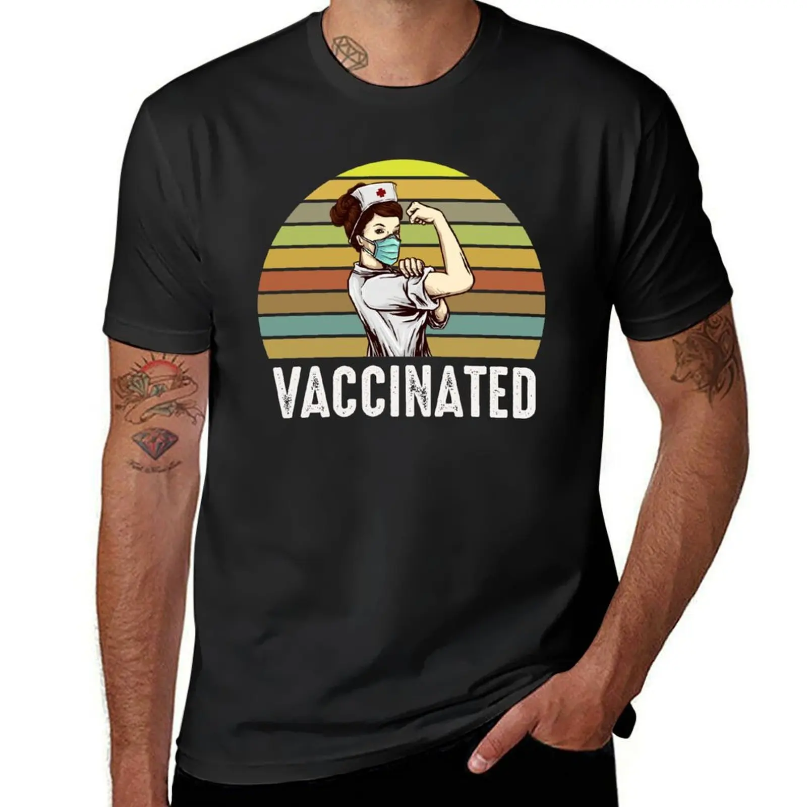 Funny Nurse Vaccinated,Pro Vaccines Gift T-Shirt Aesthetic clothing plus sizes men t shirts