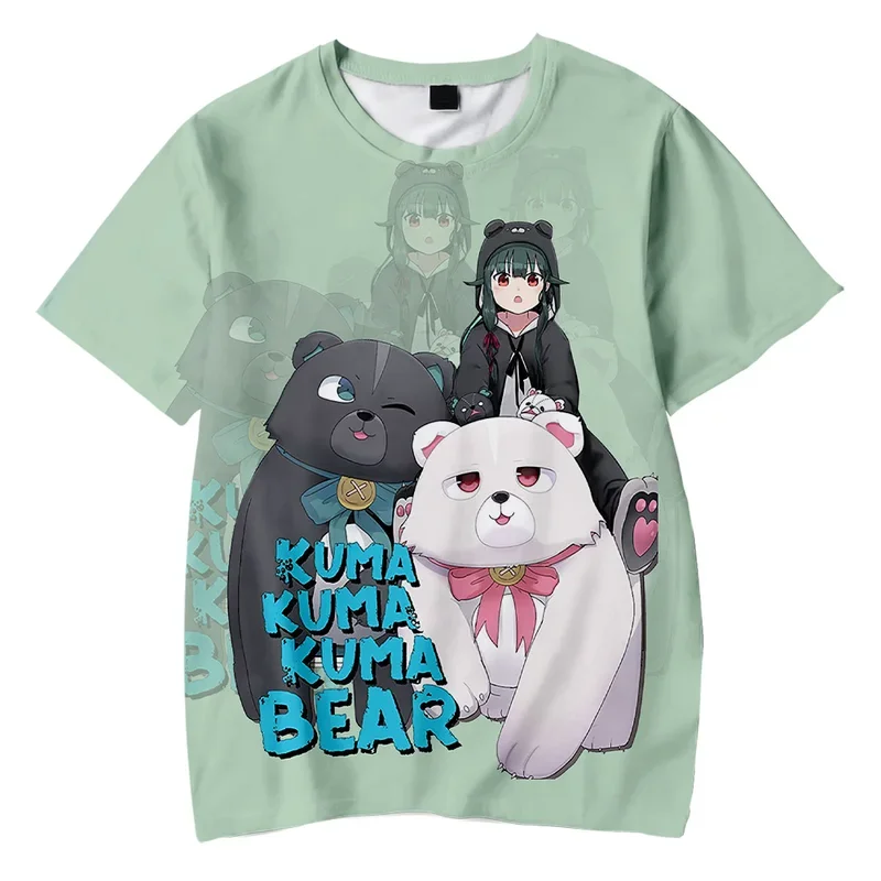 Anime Kuma Kuma Kuma Urso 3D Impresso Camisetas Mulheres Homens O-pescoço Manga Curta Camiseta Casual Streetwear Roupas de Verão