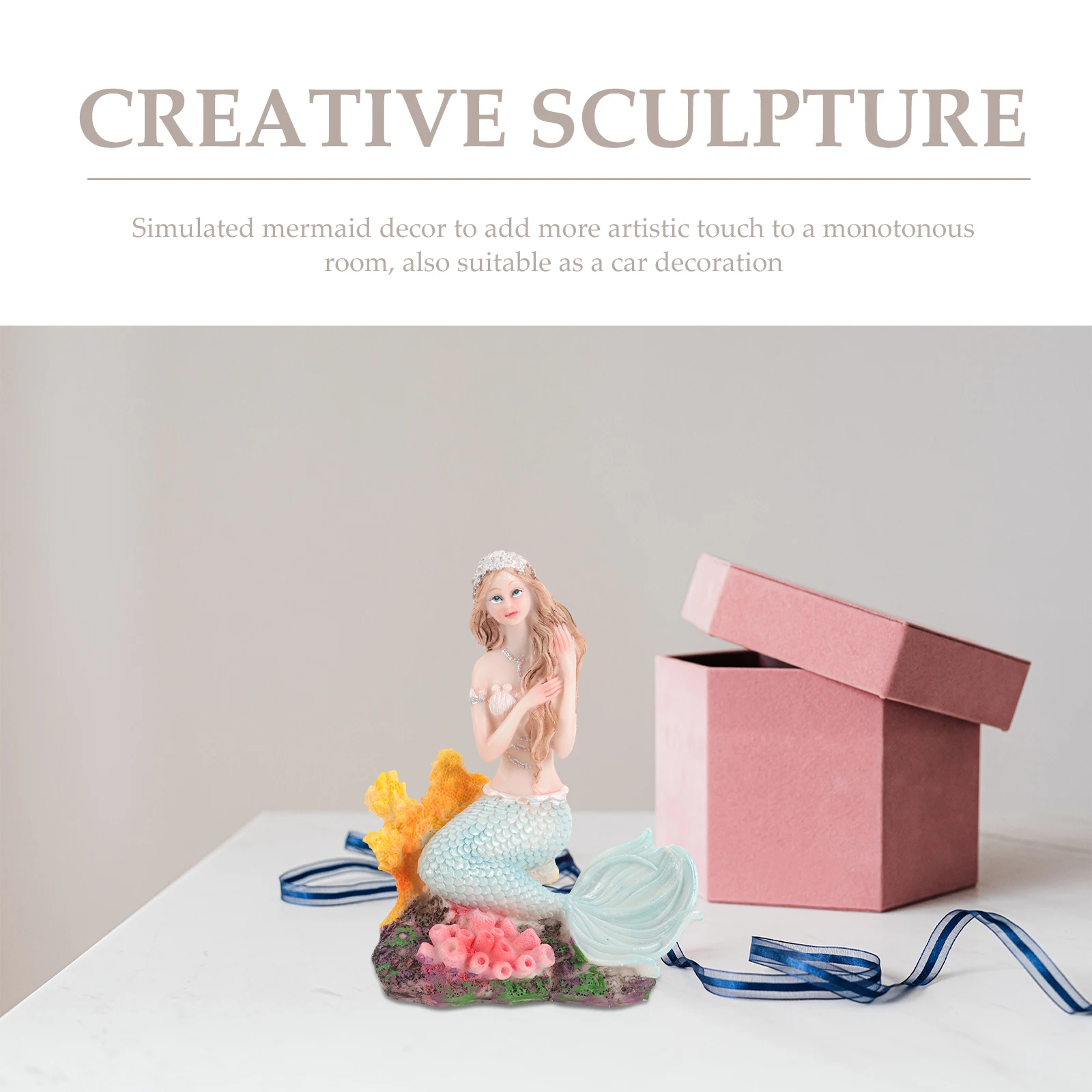 Premium Mermaid Statue Decor Detailed Underwater Ornament for Car Interior Sand Table Tabletop Decorative Art Piece