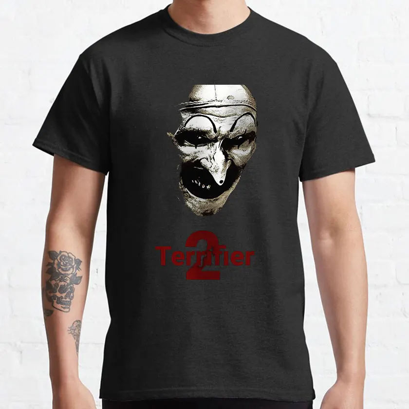 

Terrifier 2 fan art 11 Halloween horror movie killer clown scary evil halloween costume 100% cotton printed t shirt for men