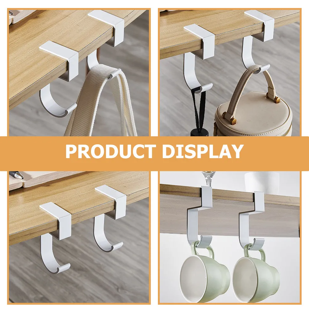 Desk Schoolbag Hook Sleek Aluminum Alloy Portable Purse Hanger Holder Bag Storage Table Hook Bag Holder for Table view 4