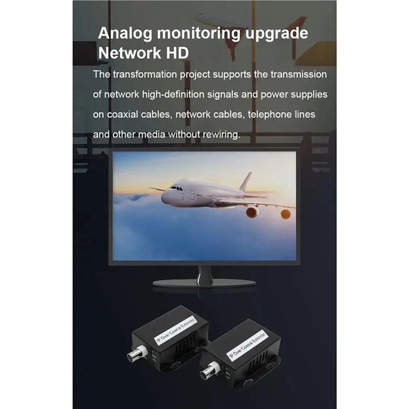 B49C 10X IP Network To Coaxial Extender Transfer From Net Cable Transmission To Coax Line 500M Ethernet Converter For CCTV