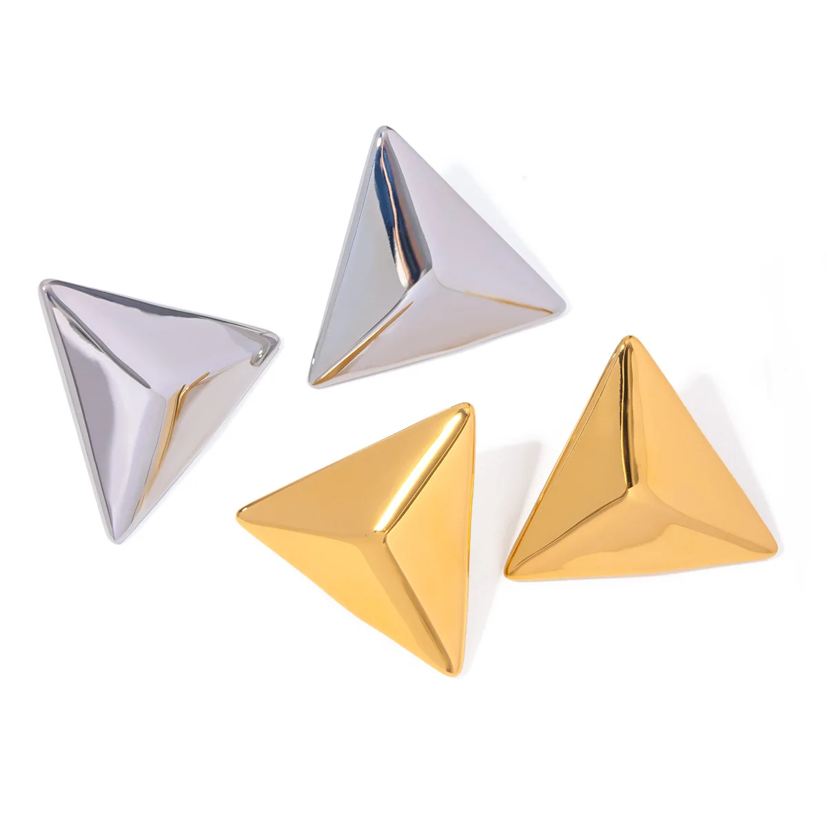 

Stainless Steel PVD 18K Gold Plated Tarnish Waterproof Triangle Stud Earrings For Woman Jewelry Wholesale Trendy