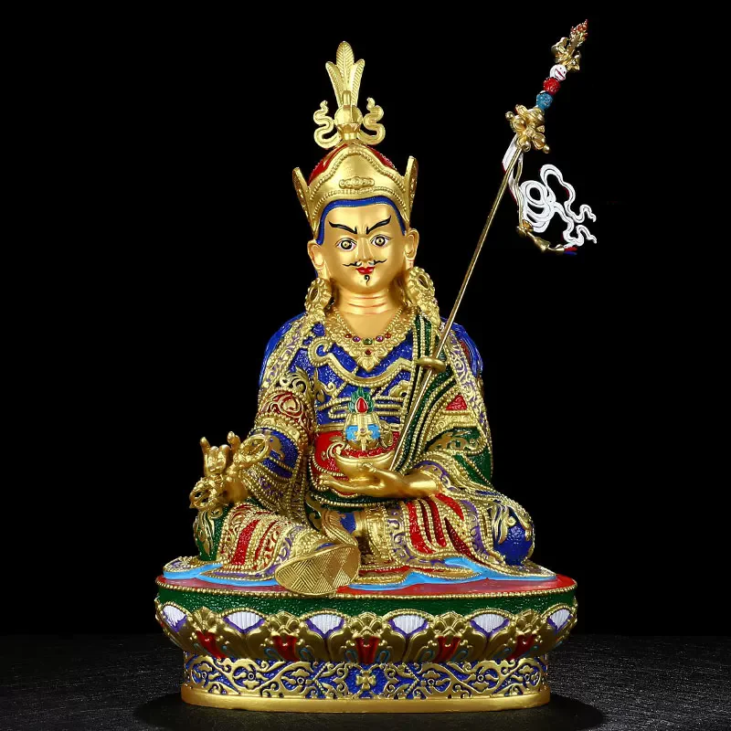 High grade Color painting gilding buddha statue Talisman Family protection Buddhism Padmakara Guru Rinpoche buddha statue