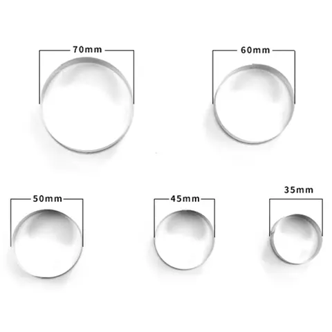 5pcs/Set Round Circle Stainless Steel Cookie Cutter Biscuit DIY Baking Pastry Mold