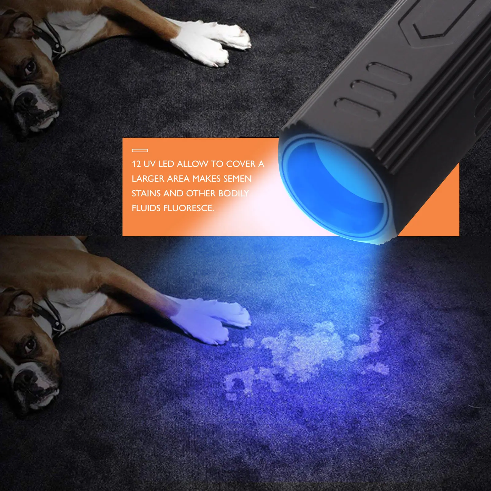 

365Nm Uv Flashlight Waterproof Black Light Led Rechargeable Fluorescent Detection Lamp For Currency Jewelry Id Inspection