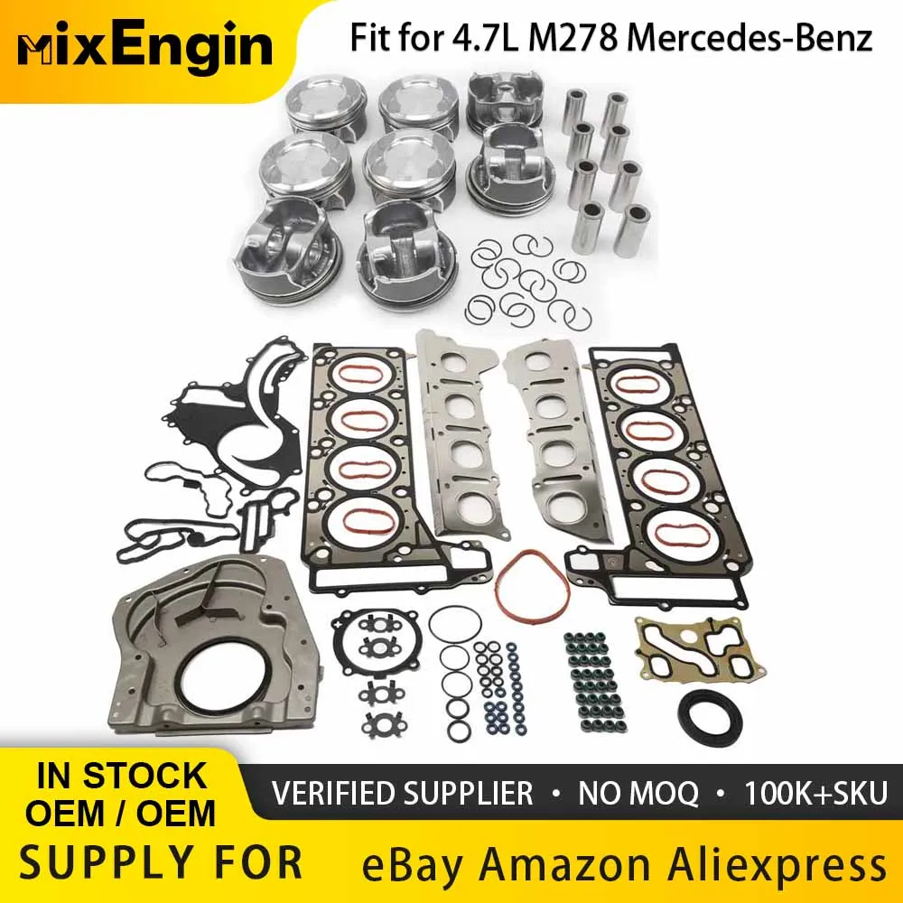 

Engine Head Gaskets Pistons W/ Ring Bearing Shell Fit 4.6 4.7 L For Mercedes-Benz S550 E500 C218 W212 C217 M278 4.6L 4.7L V8 GAS