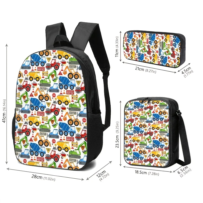 The Print Features Colorful Construction Vehicles, Designed to Be Lively And Playful, Suitable for Young Users for Daily Commute
