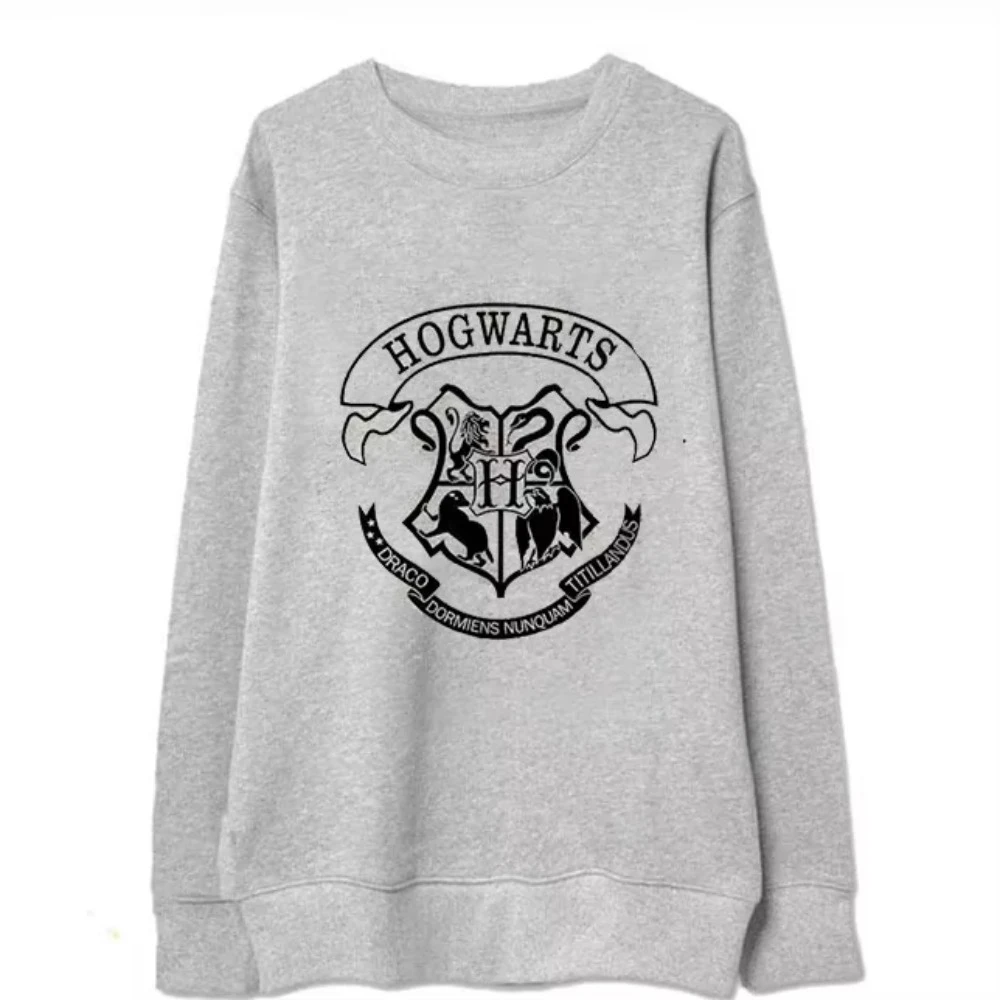 Sudadera con capucha y cuello redondo para mujer, diseño de logotipo escolar de Harry Potter, cuello redondo, moda para otoño e invierno