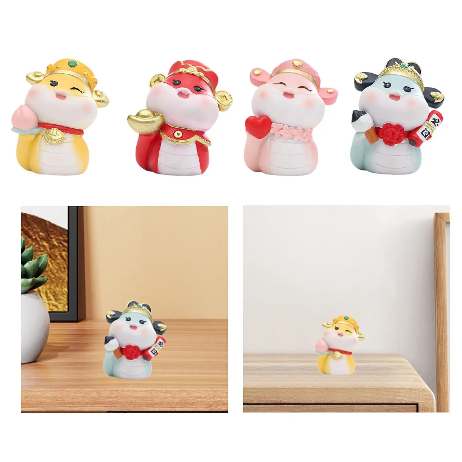 تمثال ثعبان كرتوني من الراتنج، تمثال ثعبان السنة الصينية الجديدة اللطيفة للوحة قيادة السيارة