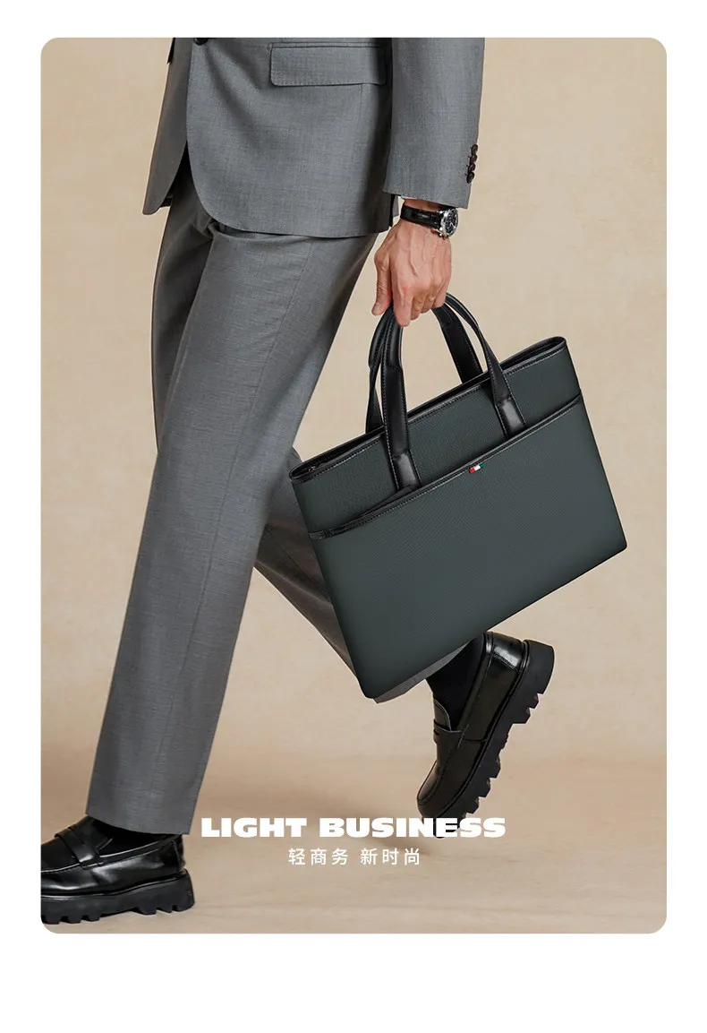 Men's Business Briefcase Wear-Resistant Laptop Notebook Computer Bag Document Handbag for Office Commuting Travel
