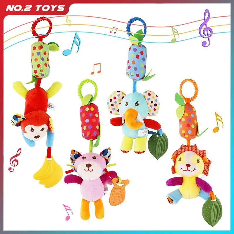 

Baby Soft Hanging Rattle Crinkle Squeaky Toy Pendant Rings Plush Animal Stroller Infant Trolley Car Bed Crib Hanging Wind Chimes