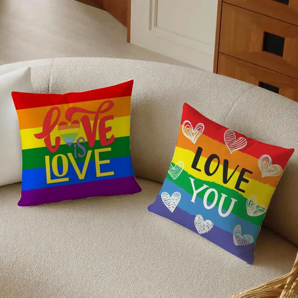 Homosexual Rainbow Flag Cushion Cover Daily Washable Linen Pillowcase Soft  for Sofa Bed Home Room Decor
